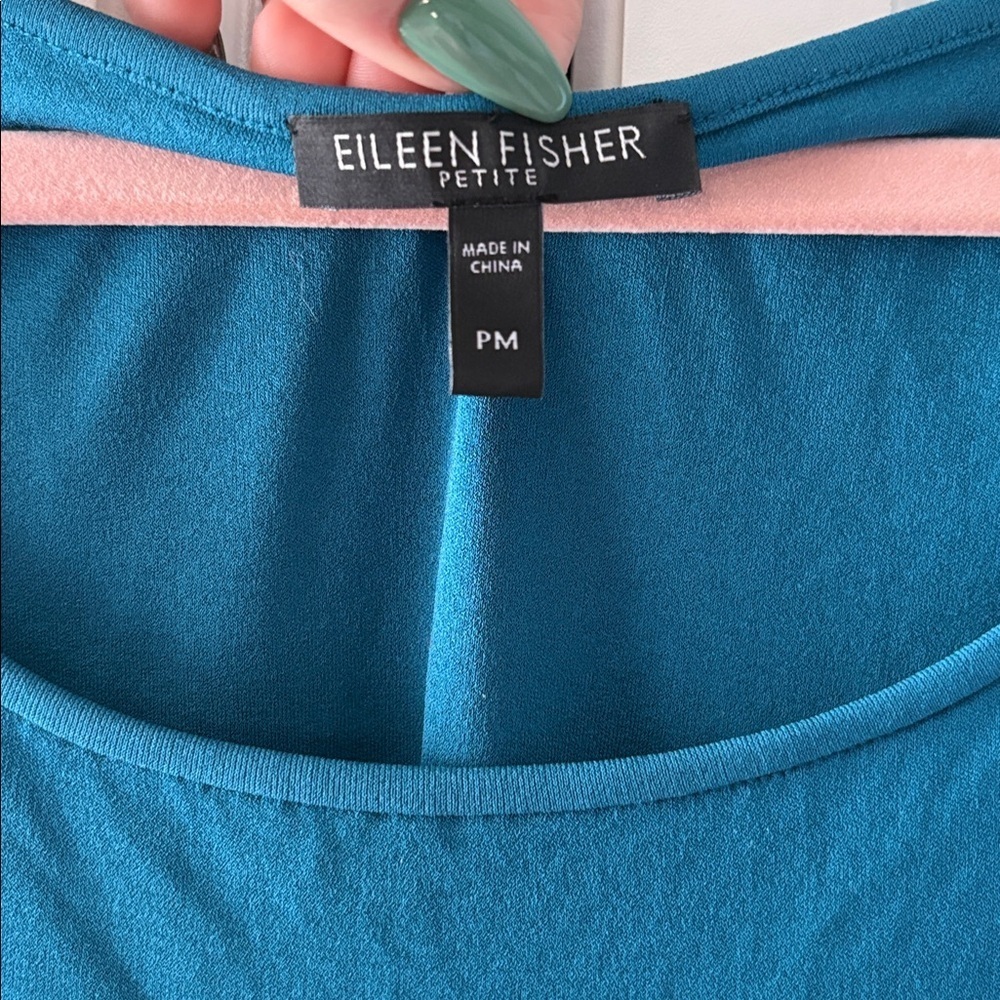 Eileen Fisher Teal Sleeveless Top - Picture 2 of 4